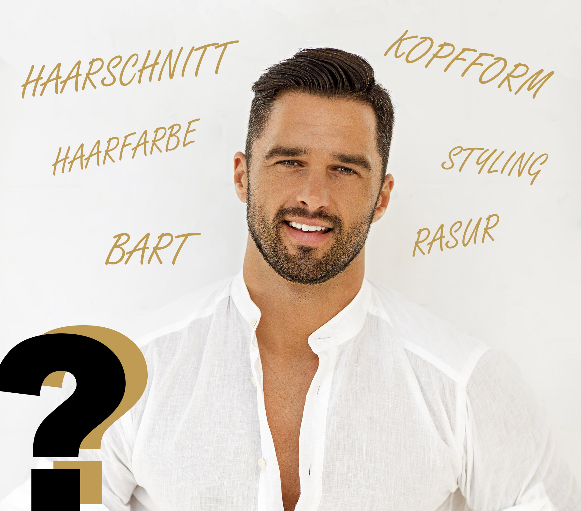 Herren Friseur Beratung zu Haarschnitt, Kopfform, Bart, Haarfarbe, Styling, Rasur