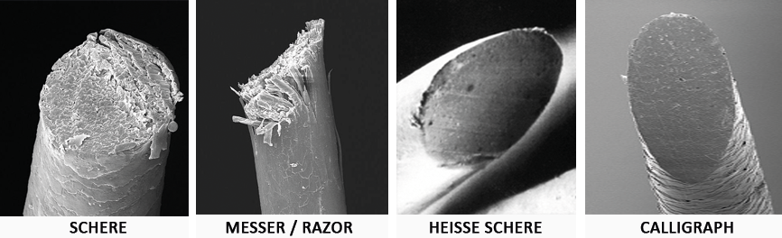 Haar nach dem Schneiden - Unterschiede der Schneidetechniken im Detail. (Das Haar nach dem Abschnitt in einer Studie der FH Münster)