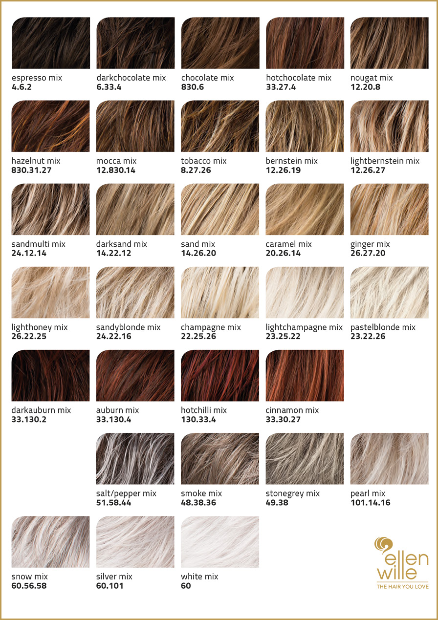 Haarfarben für Perücken, Haarteile und Toupes