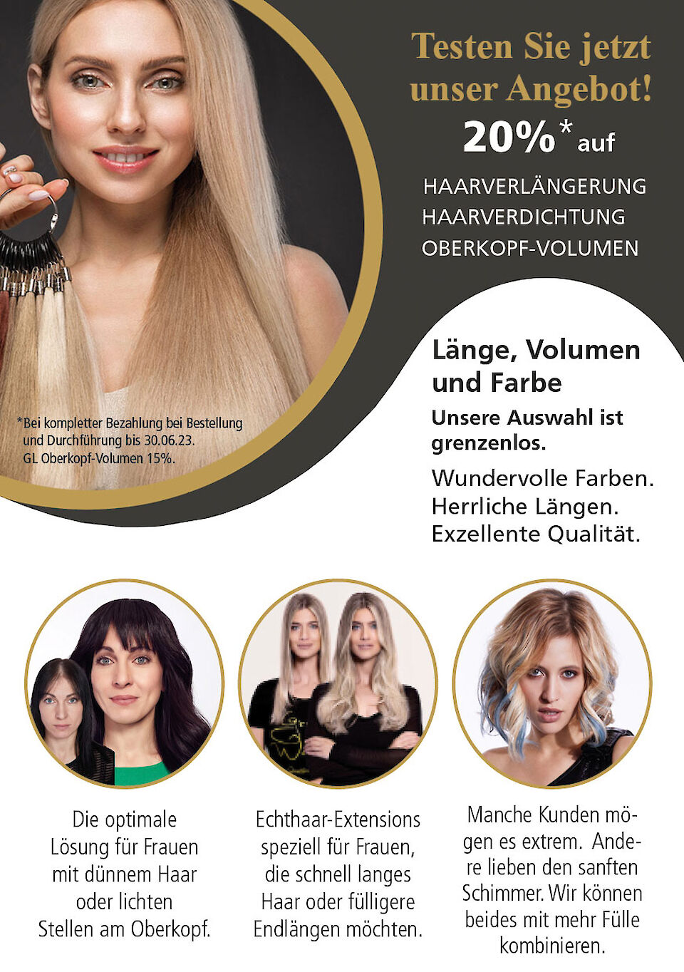 Angebot 20 Prozent auf Haarverlängerung, Extensions und mehr