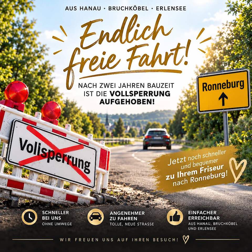 Wieder freie Fahrt zu Hair by Specht – Ihr Friseur in Ronneburg