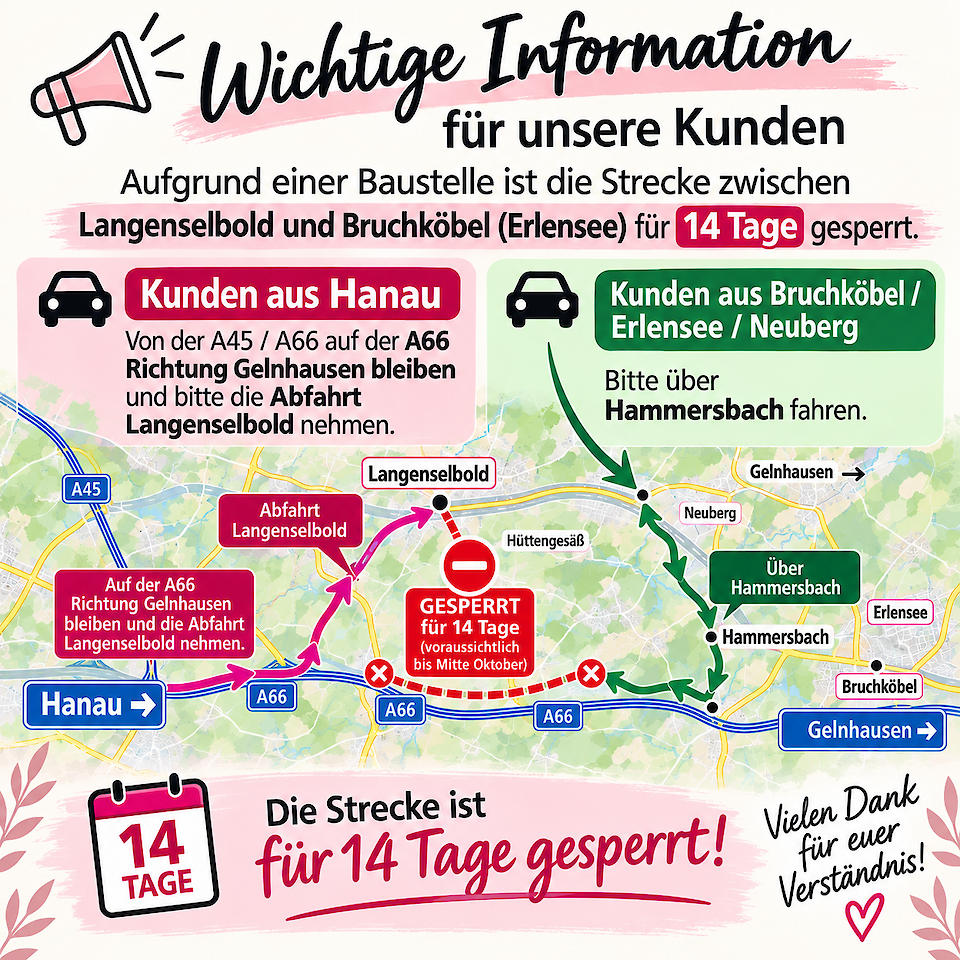 Wichtiger Hinweis zur Anfahrt bis 17.10.26